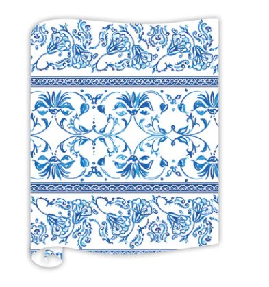 Blue Chinoiserie Stripe Table Runner