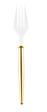Cocktail Forks White and Gold