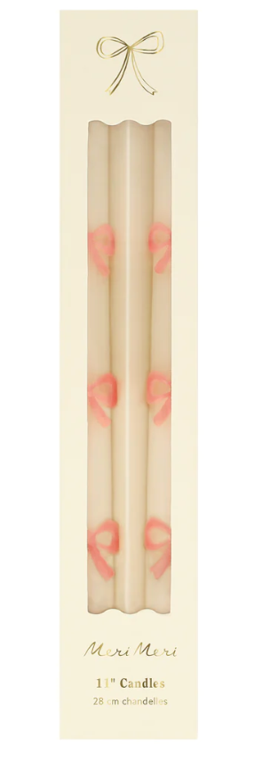 Pink Bow Taper Candles