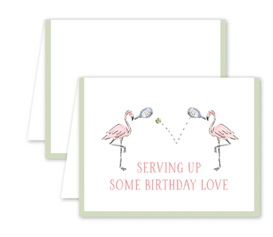 Flamingos & Tennis Birthday Card