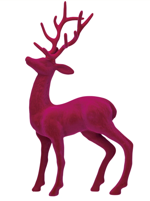 Pink Flocked Reindeer