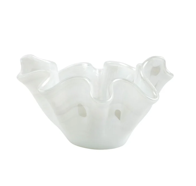 Onda Glass White Bowl