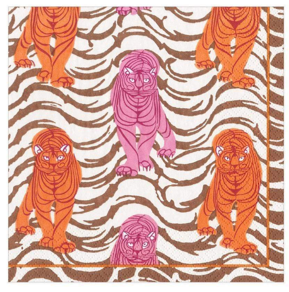 Tiger Stripe Orange & Pink Luncheon Napkins