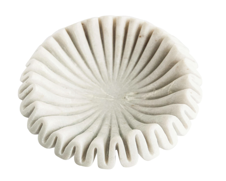 White Marble Fluted Dish