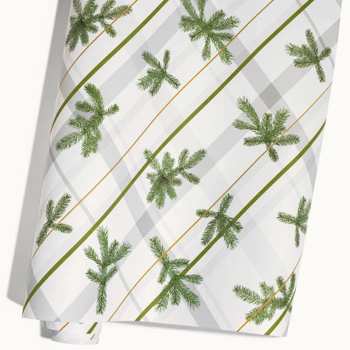 Frasier Fir Frosted Plaid Wrapping Paper