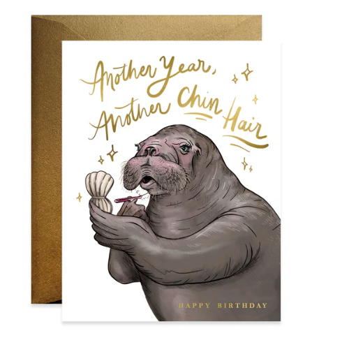 Chin Hair Birthday Card