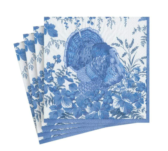 Turkey Toile Blue Cocktail Napkins