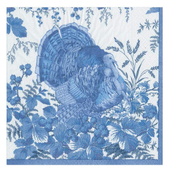 Turkey Toile Blue Luncheon Napkin