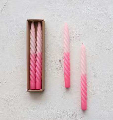 Pink Ombre Twisted Taper Candles