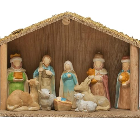 Small Mango Wood Nativity