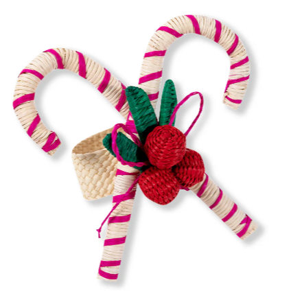 Candy Cane Raffia Napkin Ring