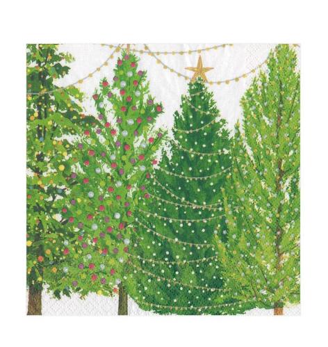 Christmas Trees With Lights Cocktail Napkin