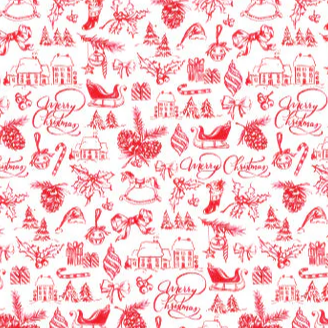 Red Christmas Toile Wrapping Paper