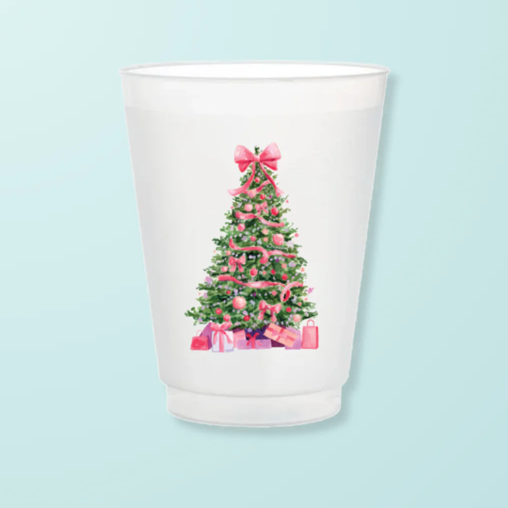 Pink Christmas Tree Frosted Cups