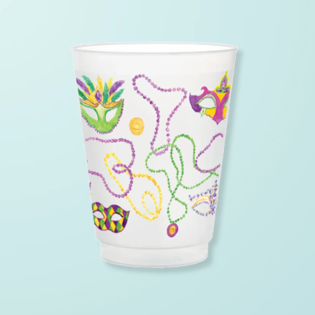 Mardi Gras Beads Frosted Cups