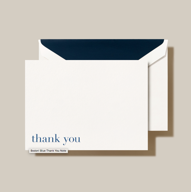 Bodoni Blue Thank You Notes