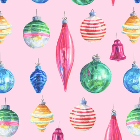 Pink Retro Holiday Wrapping Paper