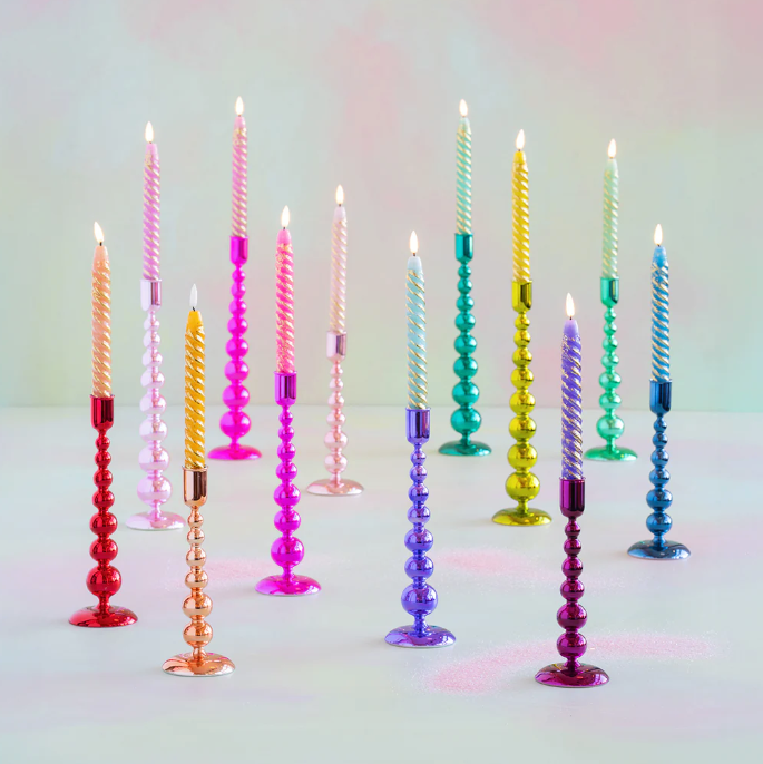 Reflective Finial Taper Candle Holder