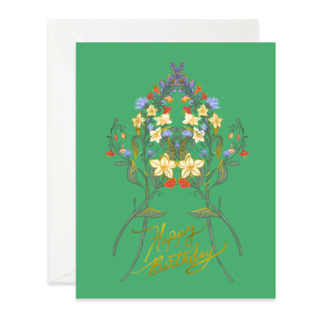 Mirrored Floral Birthday Card