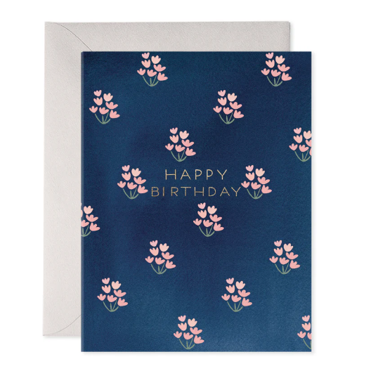 Dainty Block Print Bday Card