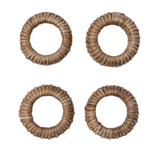 Rattan Napkin Ring Set