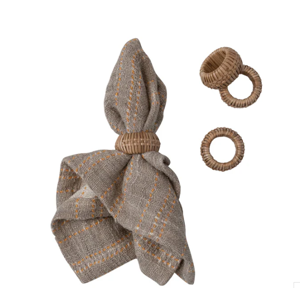 Rattan Napkin Ring Set