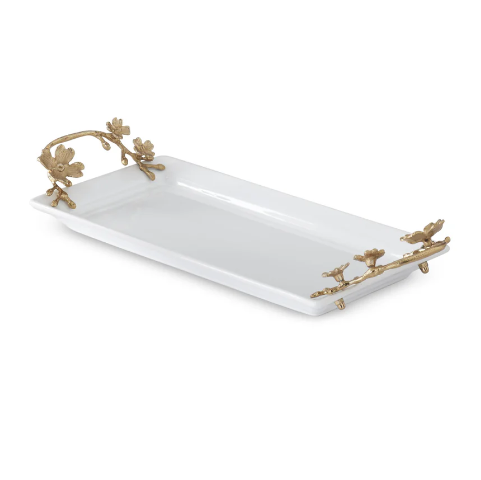 Ceramic Tray with Gold Florals