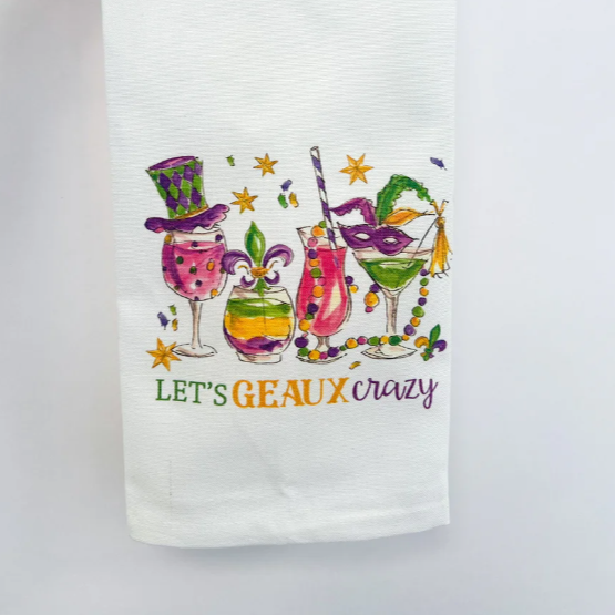 Geaux Crazy Mardi kitchen Towel