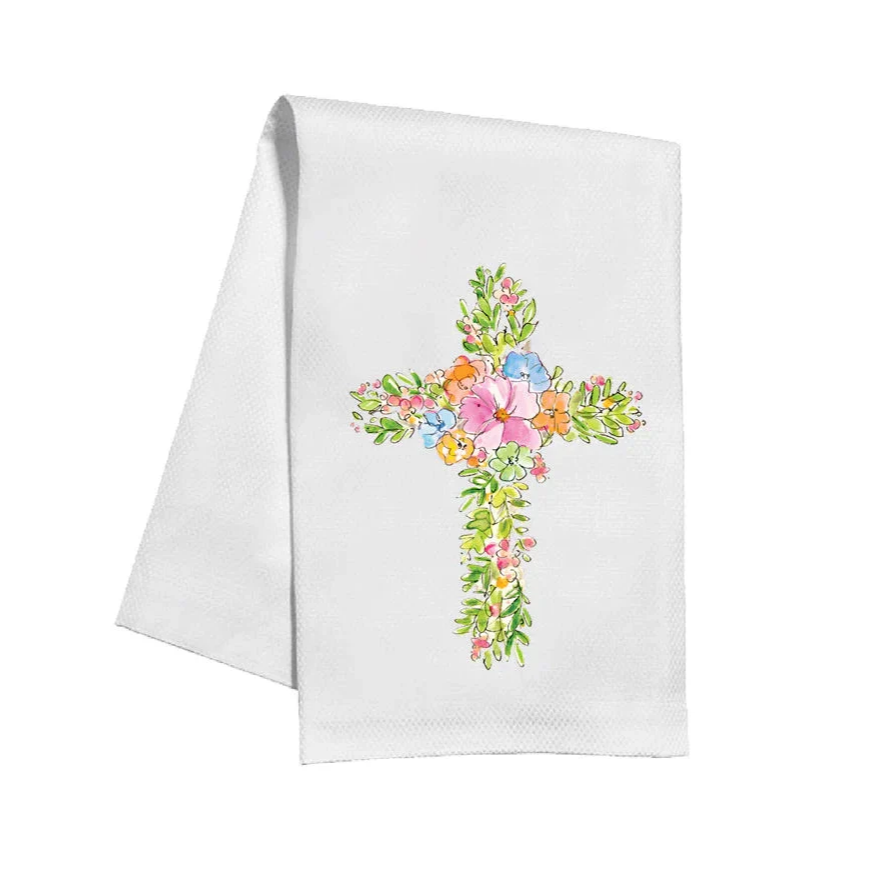 Floral Cross Kitchen Towel