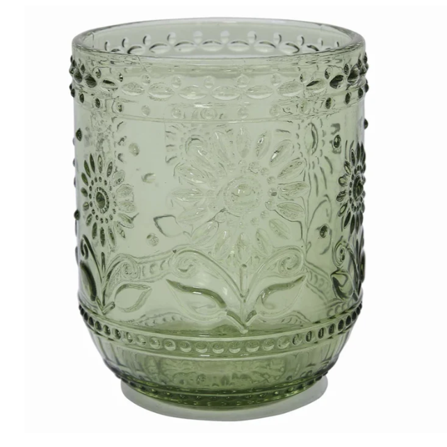 Green Embossed Drinking Glass