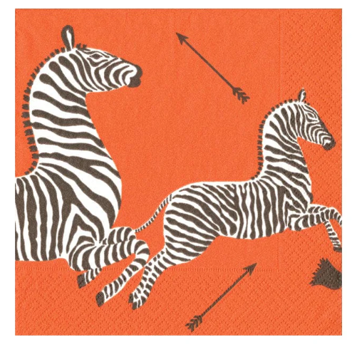 Orange Zebras Cocktail Napkins