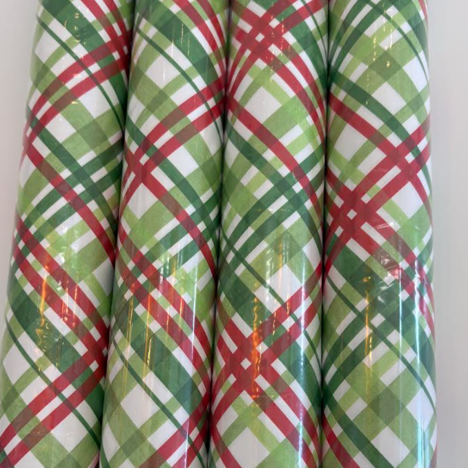 Red, Green, & Light Green Plaid Wrapping Paper