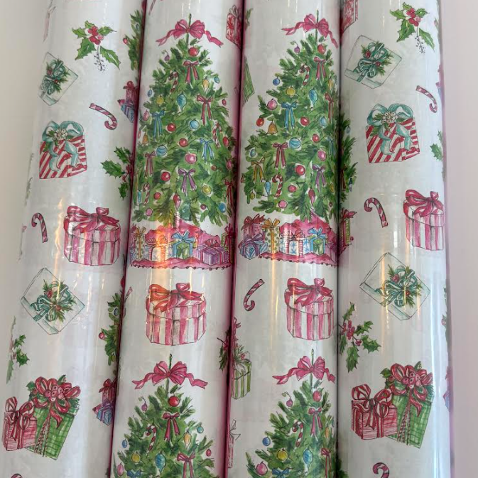 Pink Christmas Tree Wrapping Paper