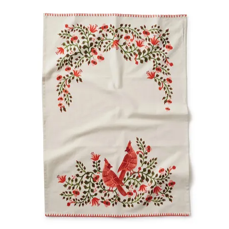 Christmas Cardinal Tea Towel