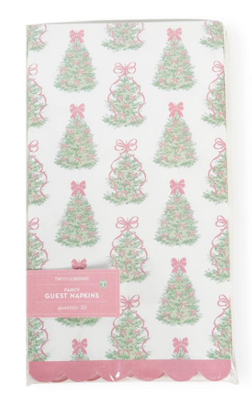 Trees and Bows Scalloped Guest Napkin
