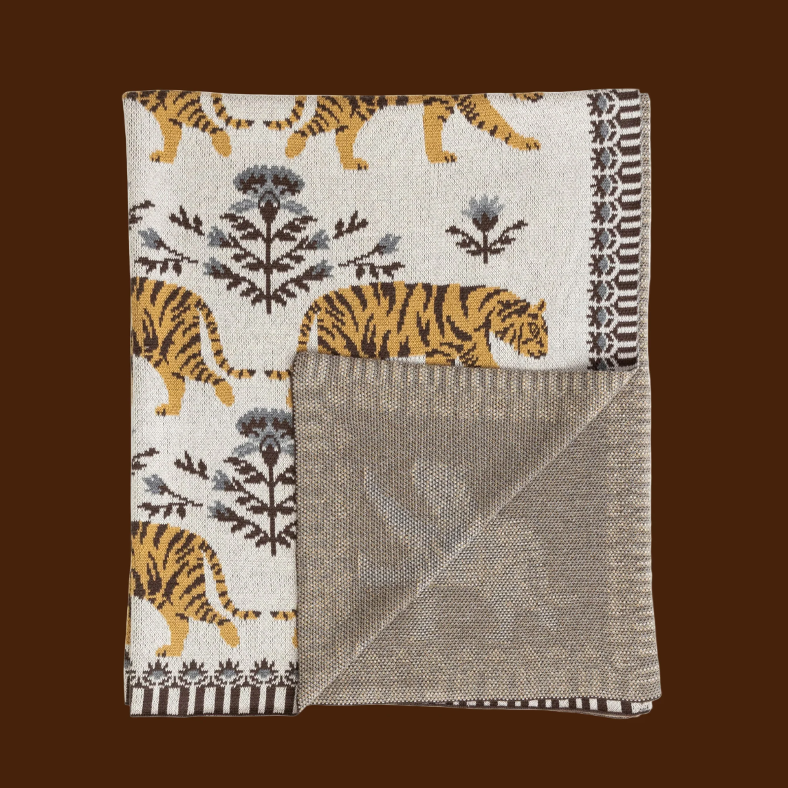 Cotton Knit Baby Blanket-Tigers