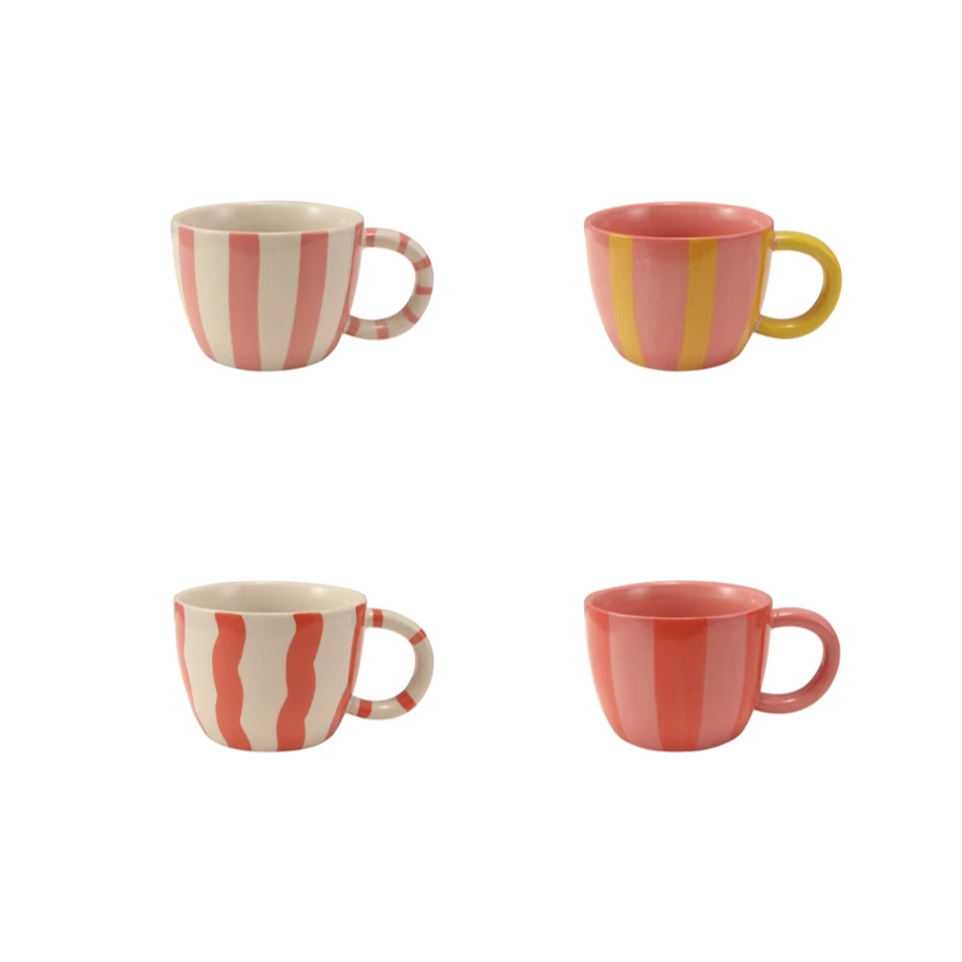 Hand Painted Stoneware Striped Mug
