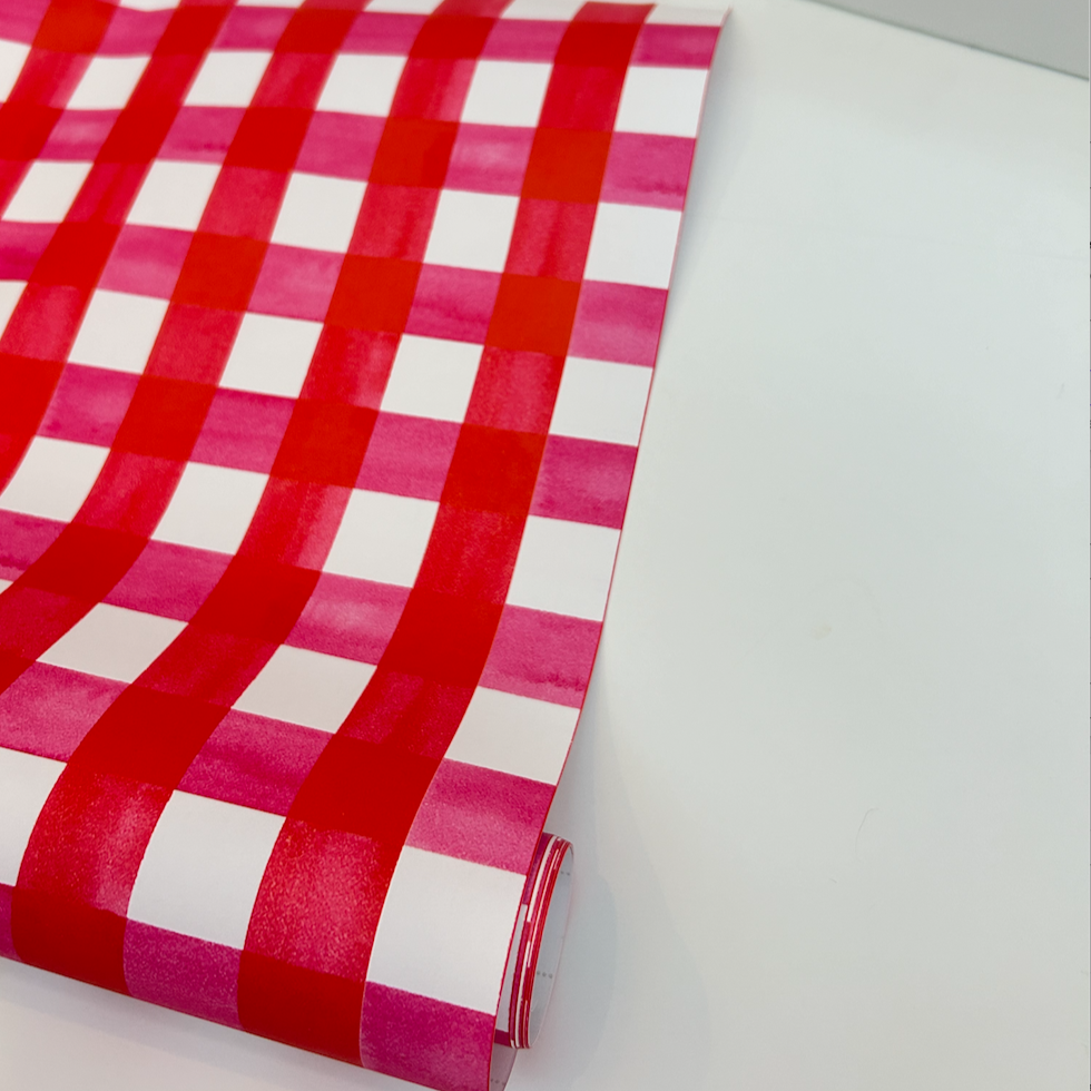 Peppermint Gingham Gift Wrap