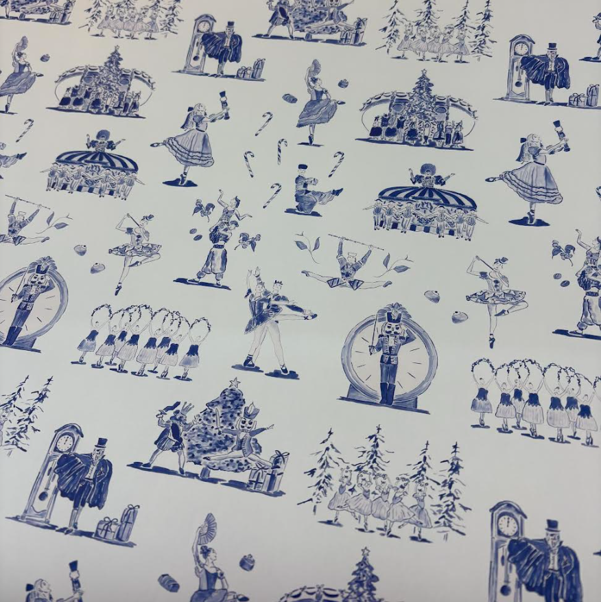 Nutcracker Ballet Toile Gift Wrap