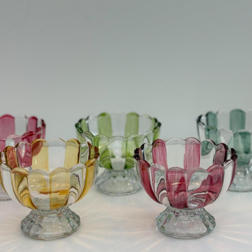 Striped Pedestal Bowl