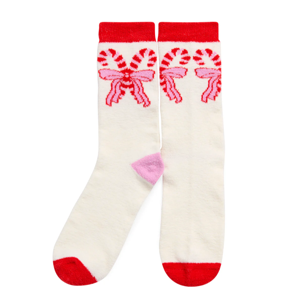 Candy Cane Bow Socks