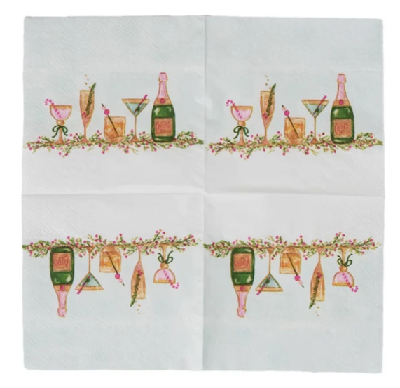 Cocktail Napkins with Holiday Cocktails