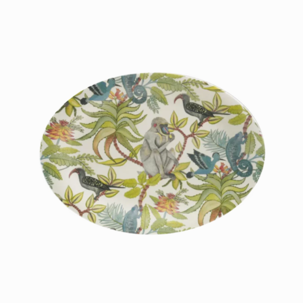 Stoneware Platter W/ Rainforest Botanicals