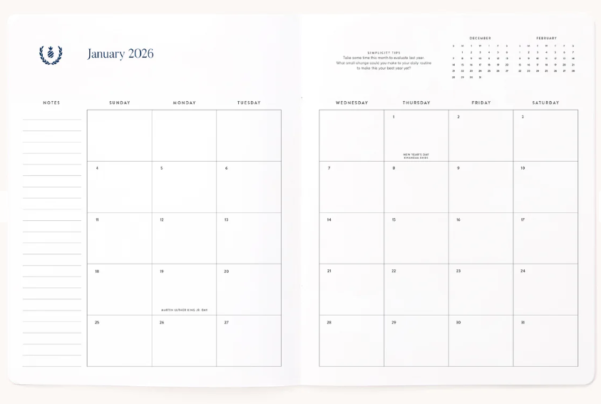 2026 Softcover Monthly Planner