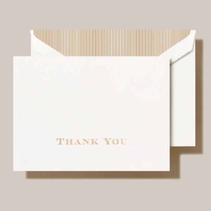 Gold Striped Thank You Note