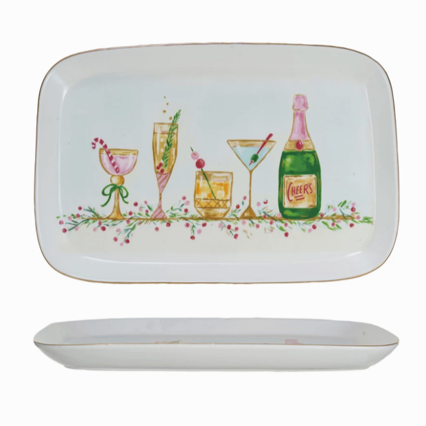 Stoneware Platter with Holiday