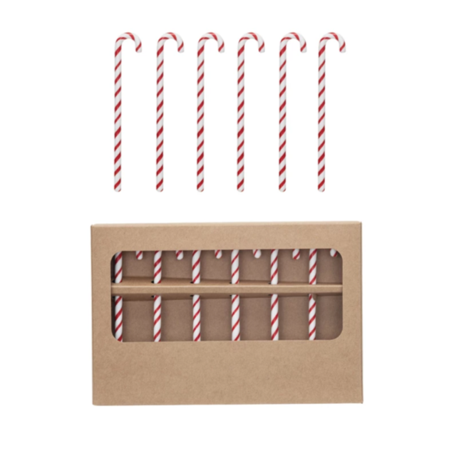 Glass Candy Cane Shaped Stir Sticks