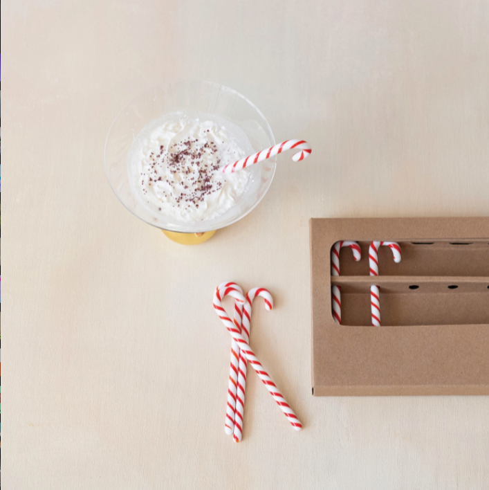 Glass Candy Cane Shaped Stir Sticks