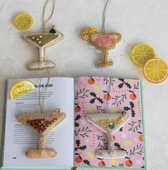 Beaded Fabric Cocktail Ornament