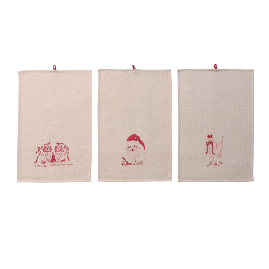 Pink and Red Holiday Tea Towel